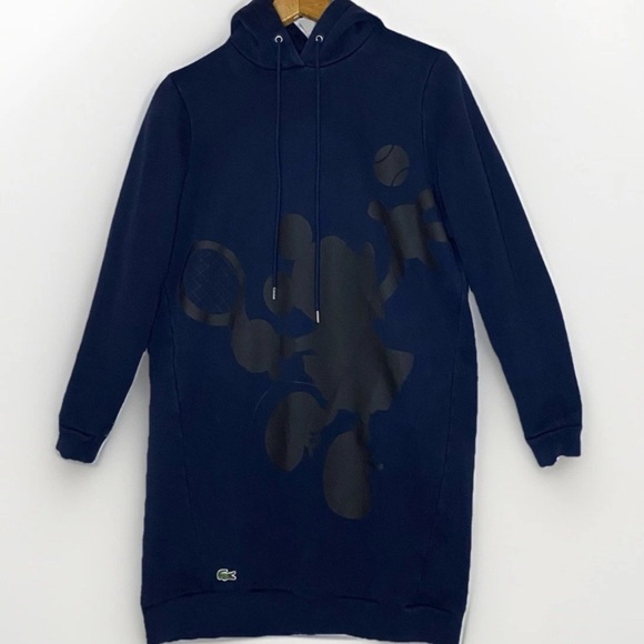 Disney X Lacoste Women's Navy Tennis Minnie Mouse Sz 40 Tennis Long Hoodie Dress - Picture 1 of 8